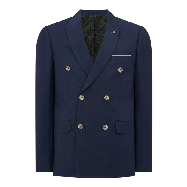 Remus Uomo Marino Linen Double Breasted Suit Jacket