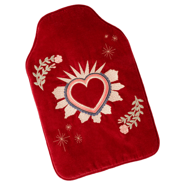 Elizabeth Scarlett Sacred Heart Velvet Hot Water Bottle