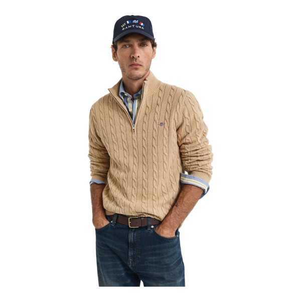 GANT Cotton Cable Knit Half Zip Sweater