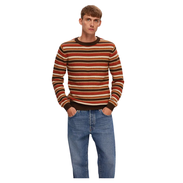 Selected Soho Multi Stripe Crew Neck Jumper