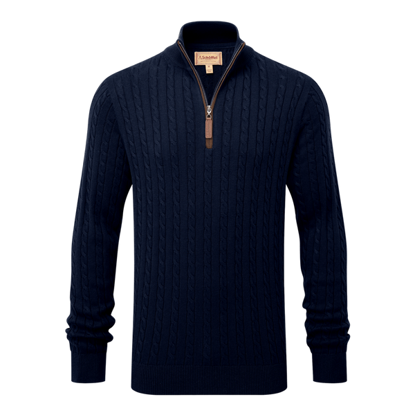 Schoffel Calton Cotton Cashmere Cable 1/4 Zip Jumper for Men