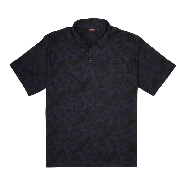 Espionage Palm Leaves Print Short Sleeve Polo Shirt