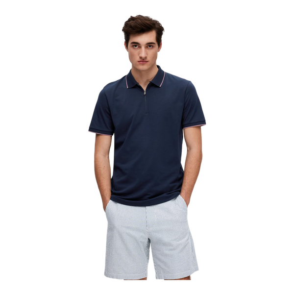 Selected Figo Zip Short Sleeve Polo for Men