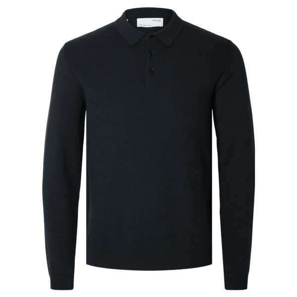 Selected Corner Long Sleeve Knit Structure Polo