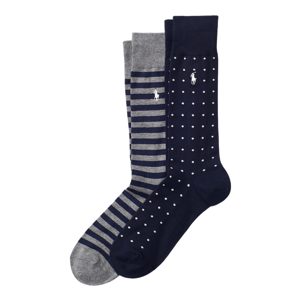 Polo Ralph Lauren Dot Stripe Crew Socks Two Pack