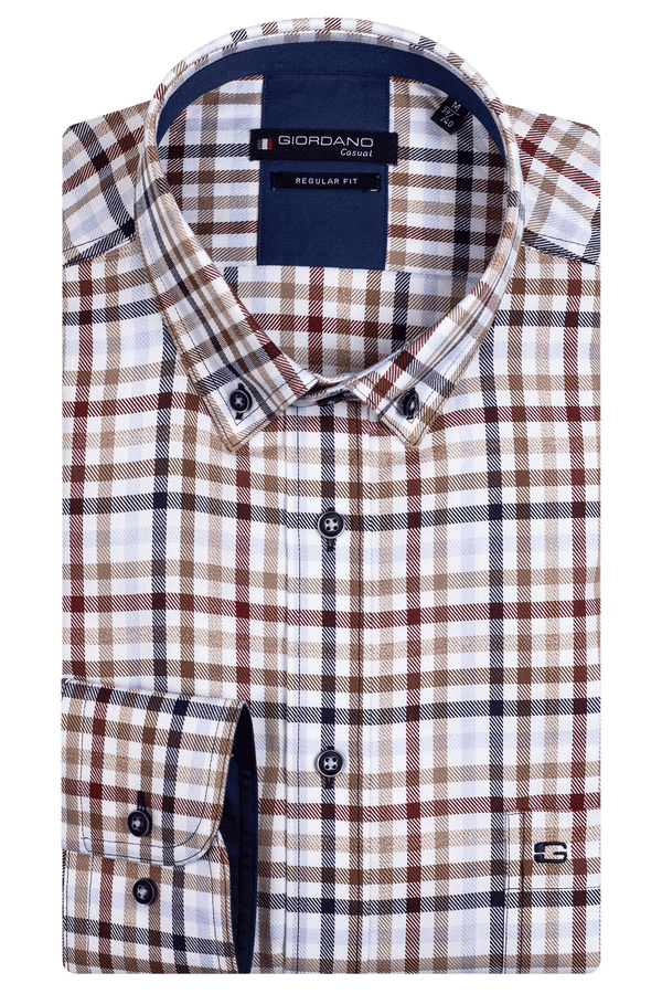 Giordano Classic Multi-Colour Checked Long Sleeve Shirt