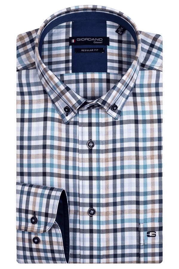 Giordano Classic Multi-Colour Checked Long Sleeve Shirt