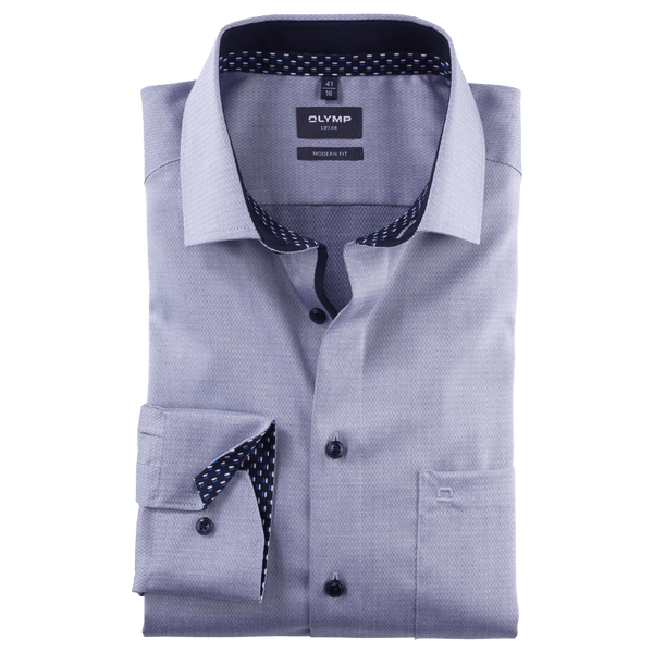 Olymp Neat Pattern Long Sleeve Shirt With Trim