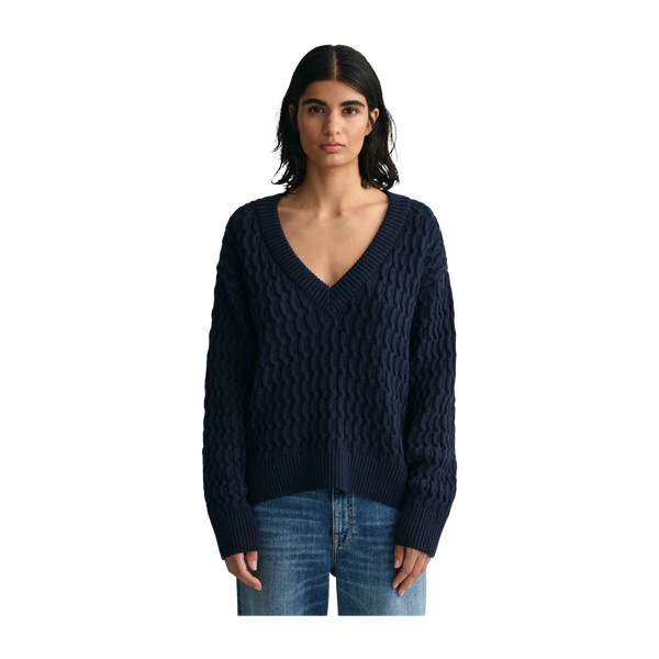 GANT Cotton Texture V-Neck Jumper