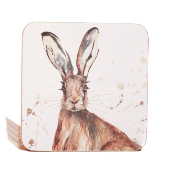 Meg Hawkins 'The Meadow' Hare Watercolour Design Coasters Set