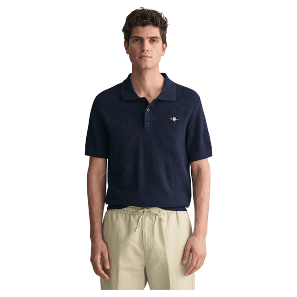 GANT Structured Cotton Short Sleeve Polo Shirt