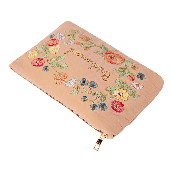 Elizabeth Scarlett Floral Bridesmaid Everyday Velvet Pouch