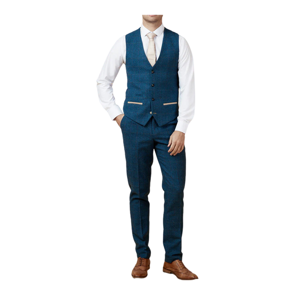 Marc Darcy Dion Tweed Check Suit Waistcoat