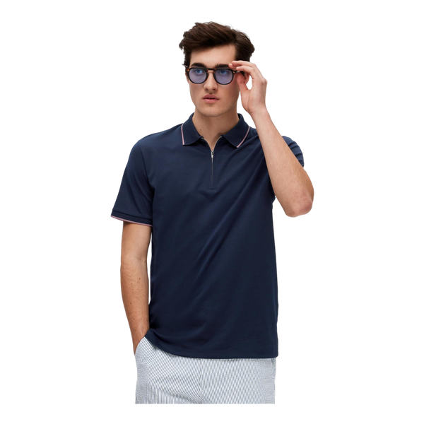 Selected Figo Zip Short Sleeve Polo for Men