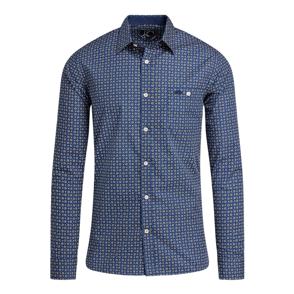 Raging Bull Geometric Hex Patterned Long Sleeve Shirt