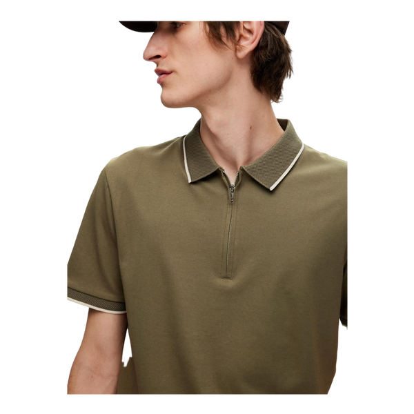 Selected Figo Zip Short Sleeve Polo for Men