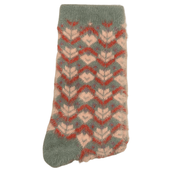 Powder Fairisle Fuzzy Slipper Socks