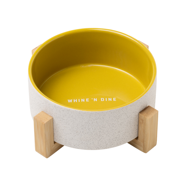 Field & Wander Ceramic Dog Bowl With Bamboo Stand