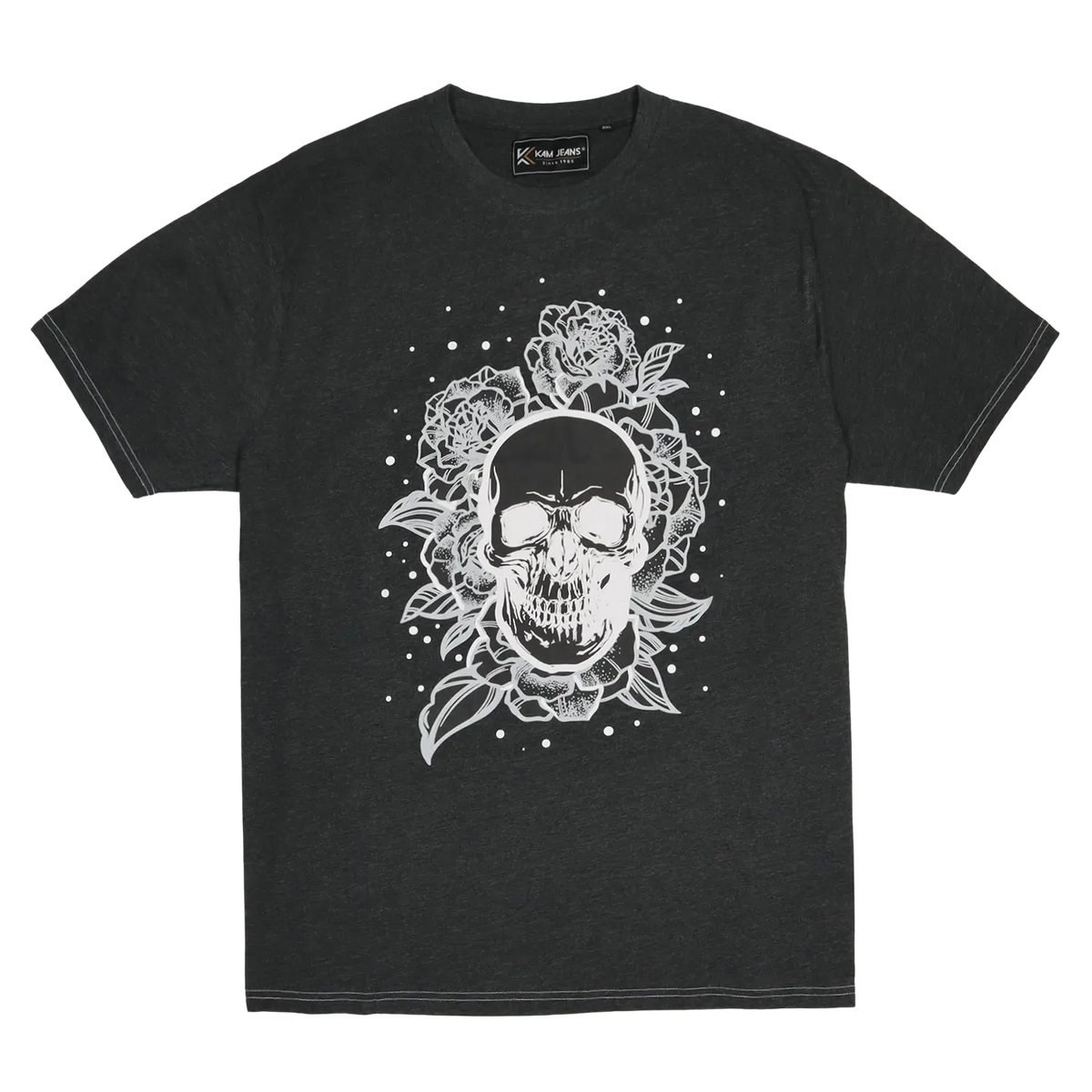 KAM Jeanswear Skull Rose Crew Neck T-Shirt for Men | Coes