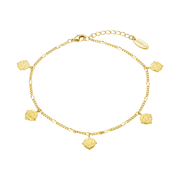 Orelia Jewellery Multi Coin Figaro Drop Anklet