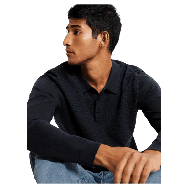 Selected Corner Long Sleeve Knit Structure Polo