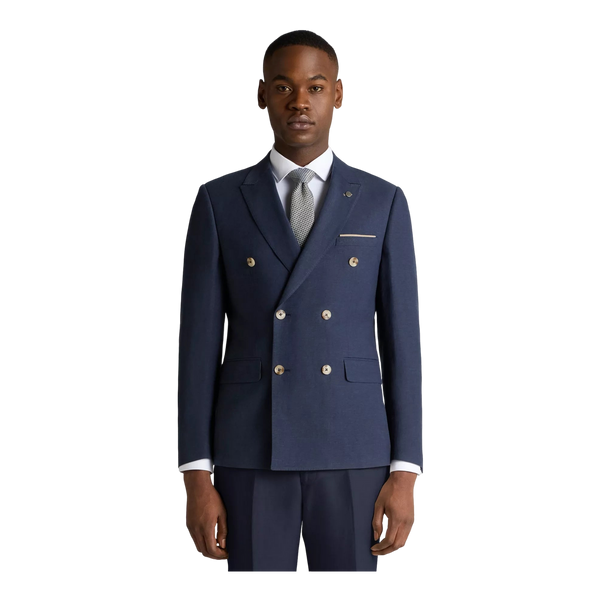 Remus Uomo Marino Linen Double Breasted Suit Jacket