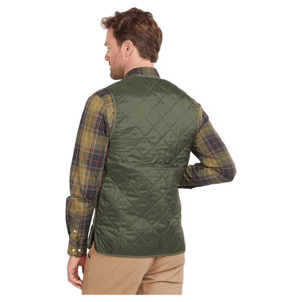 Barbour Mens Quilted Waistcoat/Zip-in Liner in Olive & Classic Tartan