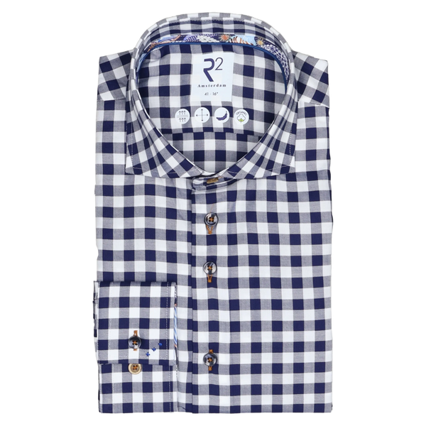 R2 Amsterdam Large Gingham Long Sleeve Shirt for Men