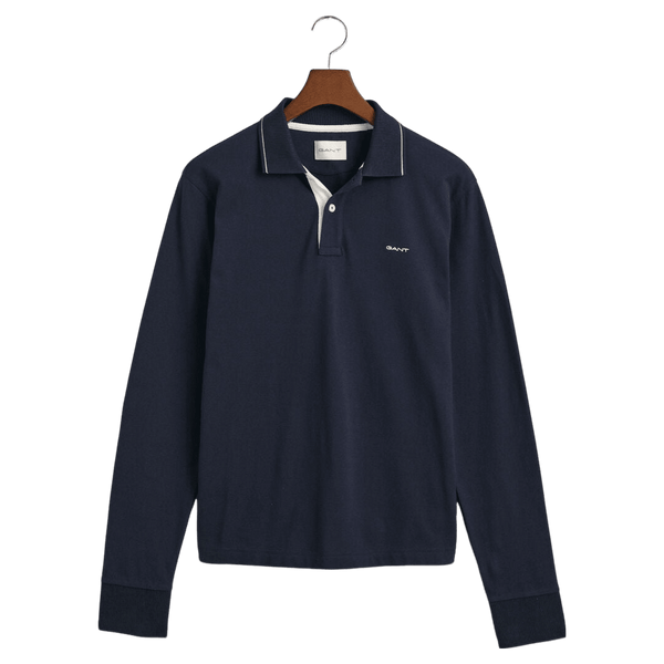 GANT Textured Collar Long Sleeve Polo Shirt for Men