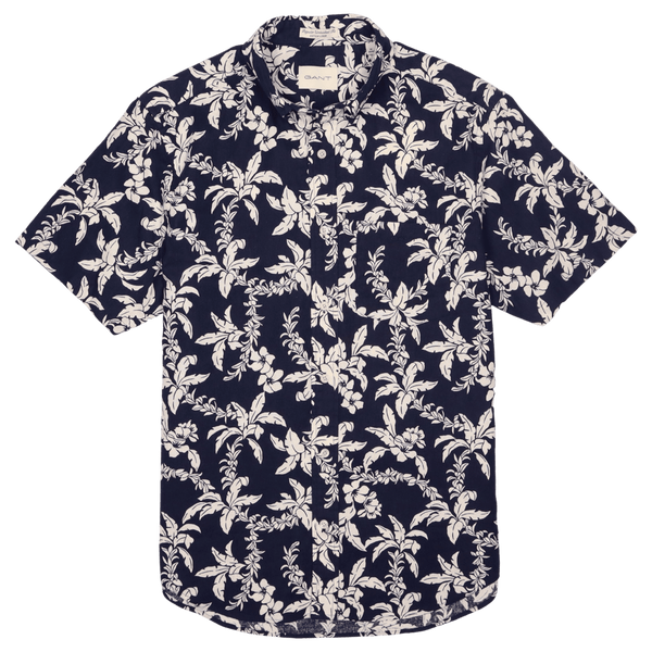 GANT Reg Cotton Linen Palm Short Sleeve Shirt for Men