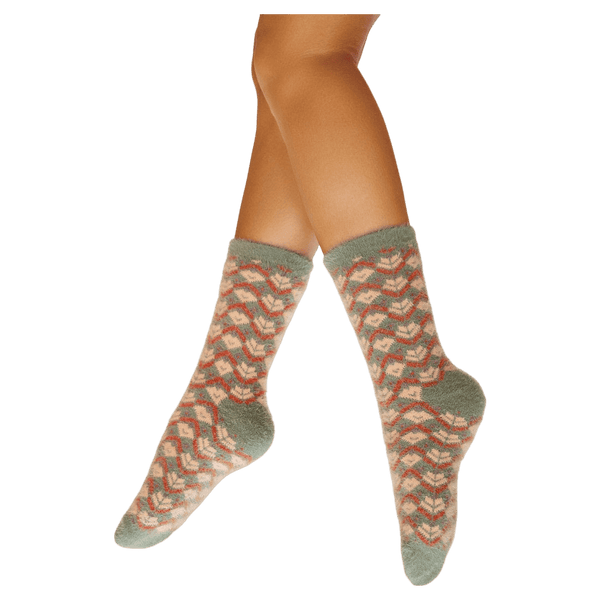 Powder Fairisle Fuzzy Slipper Socks