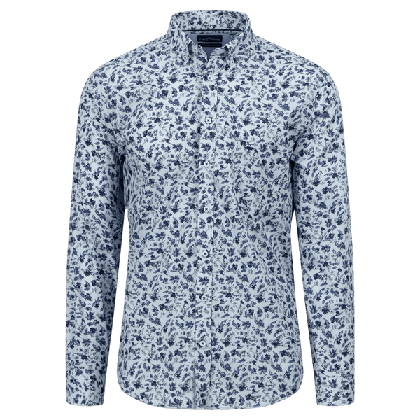 Fynch-Hatton Blue Flower Print Button Down Shirt