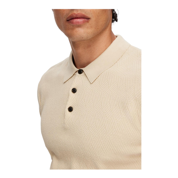 Selected Corner Long Sleeve Knit Structure Polo