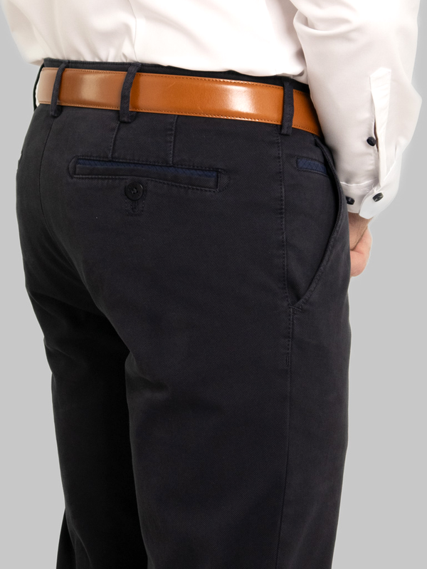 Meyer Roma Textured Trim Chino in Navy