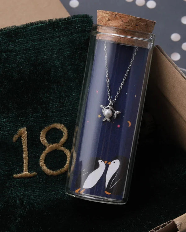 Attic Creations Pearl Mistletoe Penguin Necklace