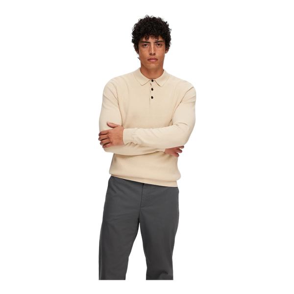 Selected Corner Long Sleeve Knit Structure Polo