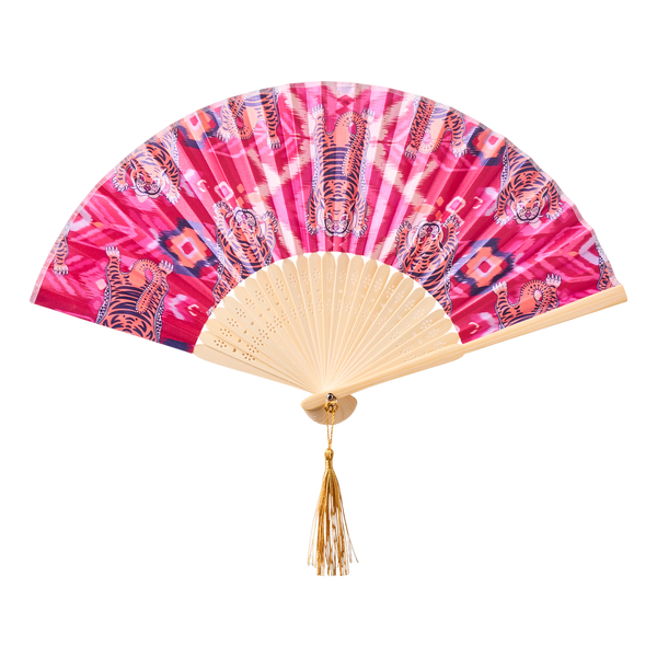 Powder Polyester Satin Hand Fan