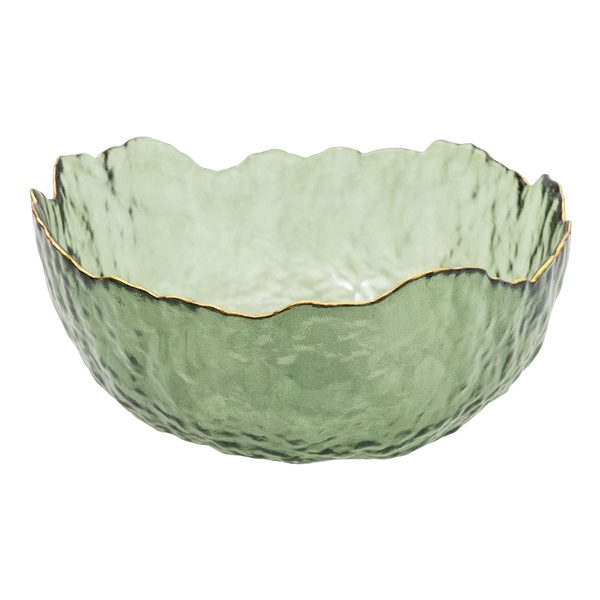 Candlelight Dia Glass Bowl Green Textured