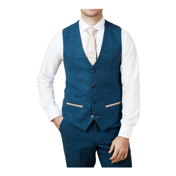 Marc Darcy Dion Tweed Check Suit Waistcoat