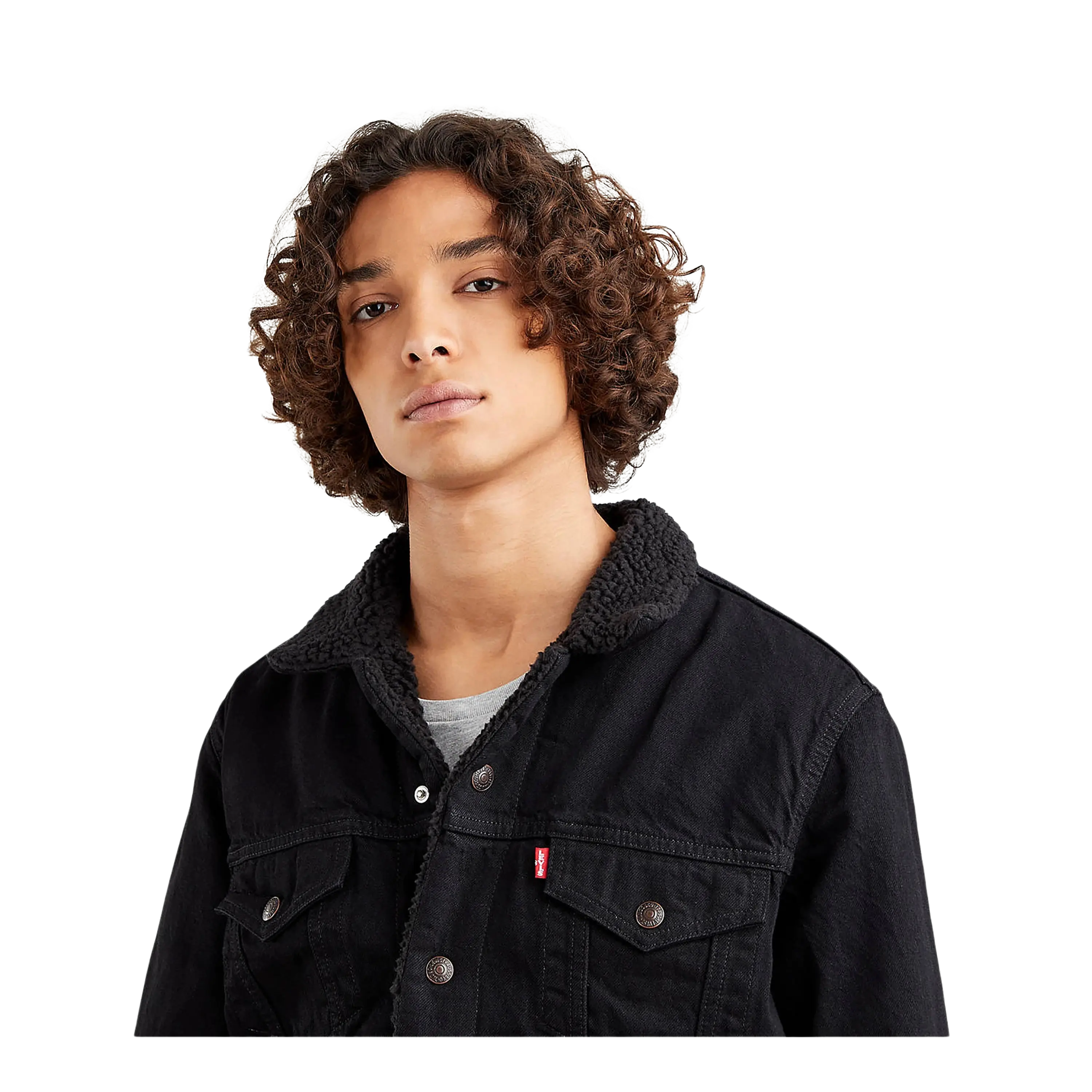 Levi's mens black 2024 sherpa trucker jacket