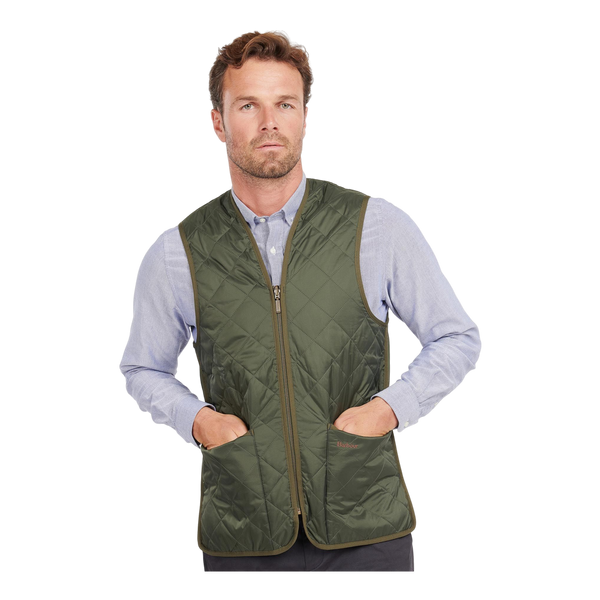 Barbour Quilted Waistcoat/Zip-in Liner in Olive & Ancient