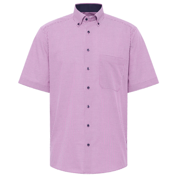 Eterna Short Sleeve Small Check Button Down Formal Shirt