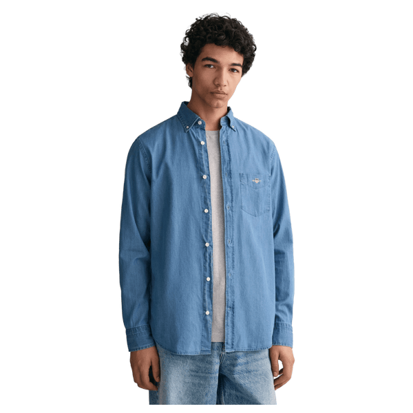 GANT Regular Fit Indigo Long Sleeve Shirt