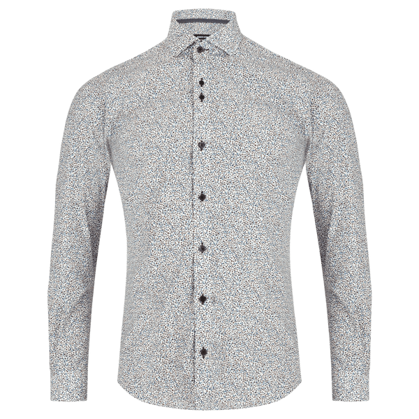 Remus Uomo Neat Leaf Print Long Sleeve Shirt for Men