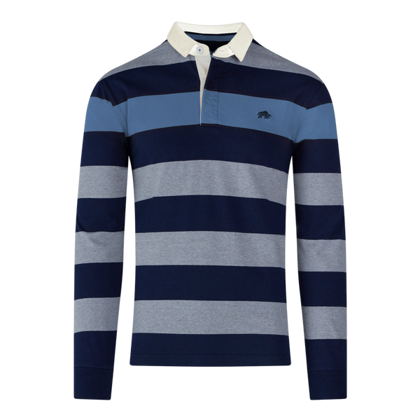 Raging Bull Long Sleeve Irregular Stripe Rugby Shirt