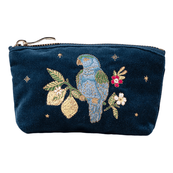 Elizabeth Scarlett Jungle Paradise Parrot Velvet Coin Purse