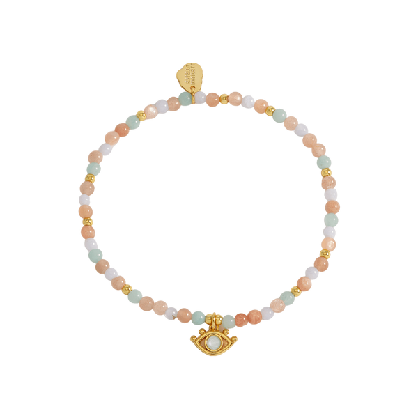 Estella Bartlett Peach moonstone Lime Aventurine Mini Beaded Bracelet