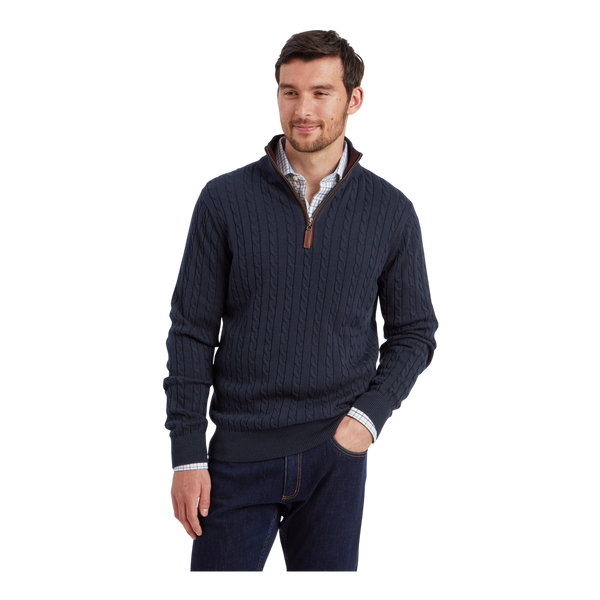 Schoffel Calton Cotton Cashmere Cable 1/4 Zip Jumper for Men