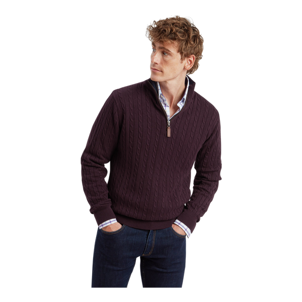 Schoffel Calton Cotton Cashmere Cable 1/4 Zip Jumper for Men