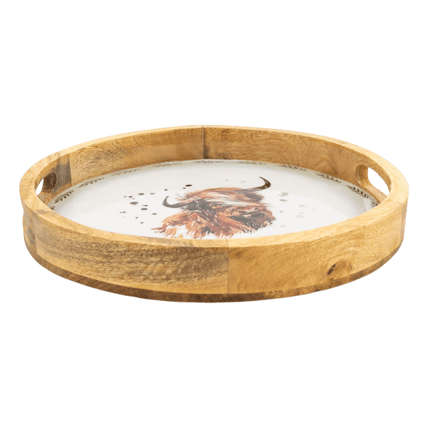 Candlelight Round Mango Wood Tray